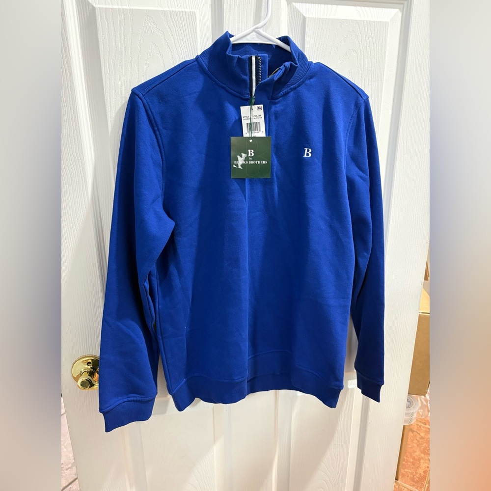 Brooks Brothers Royal Blue Quarter-Zip Pullover Hoodie